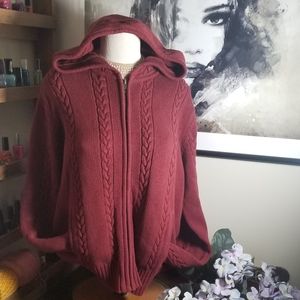 GAP cable knit zip sweater with hood